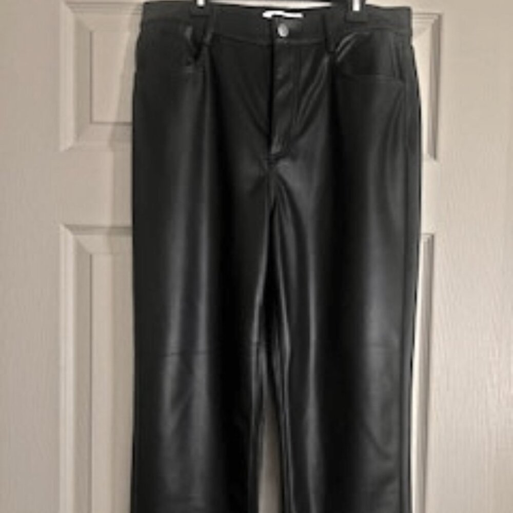 LOFT Petite Black Faux Leather Woman's Pants - Straight Leg - 8